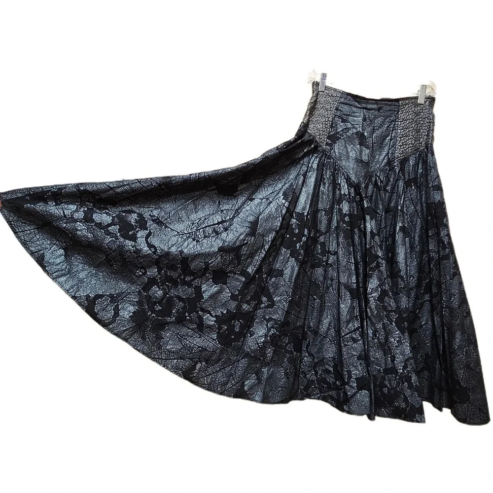 Black/Gray Casedei Collection Vintage 80s-90s Textured‎ Jacket & Skirt Size 10